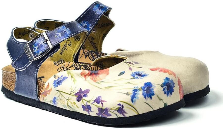 Goby Sandaal 'Women shoes -Calceo sandals CEO1604 with flowers' offwhite - Foto 4