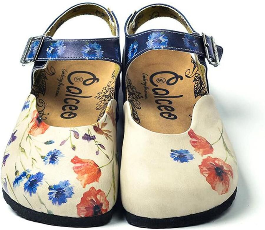 Goby Sandaal 'Women shoes -Calceo sandals CEO1604 with flowers' offwhite - Foto 2
