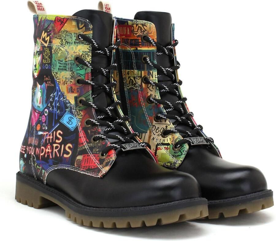 GOBY Graffiti Paris Dames Boots Handmade en Vegan Artistiek en Stoer - Foto 4