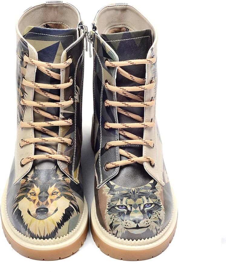GOBY Wolf Spirit Dames Veterboots Handgemaakt Vegan Leer - Foto 6
