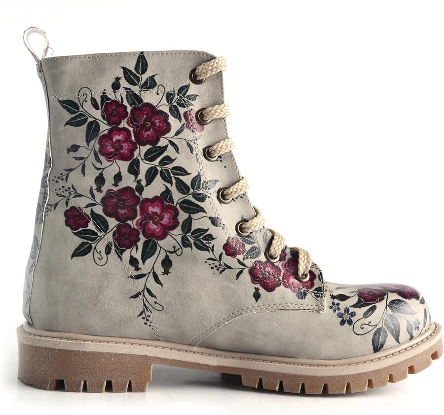 GOBY Floral Elegance Dames Veterboots Handgemaakt Vegan Leer