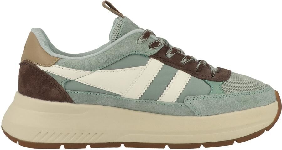 Gola Sneakers laag bruin pastelgroen wit