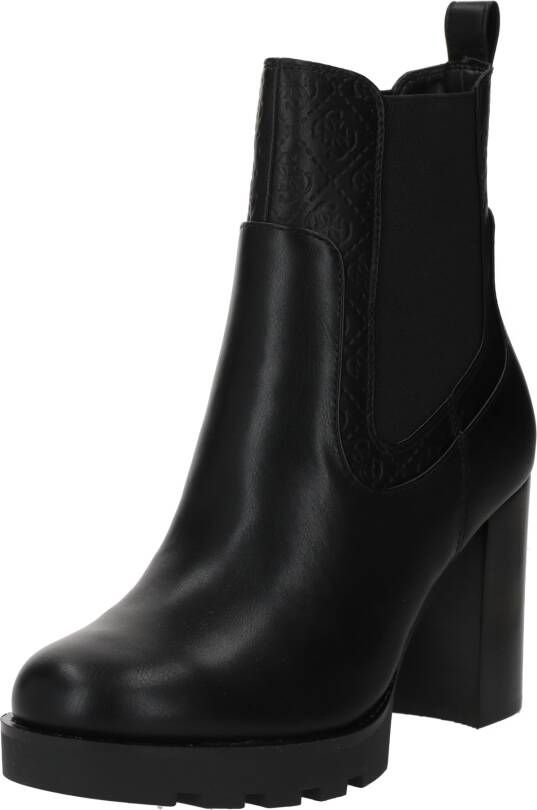 Guess Zwarte leren dameslaarzen met elastische banden en gouden logo Zwart Dames - Foto 6