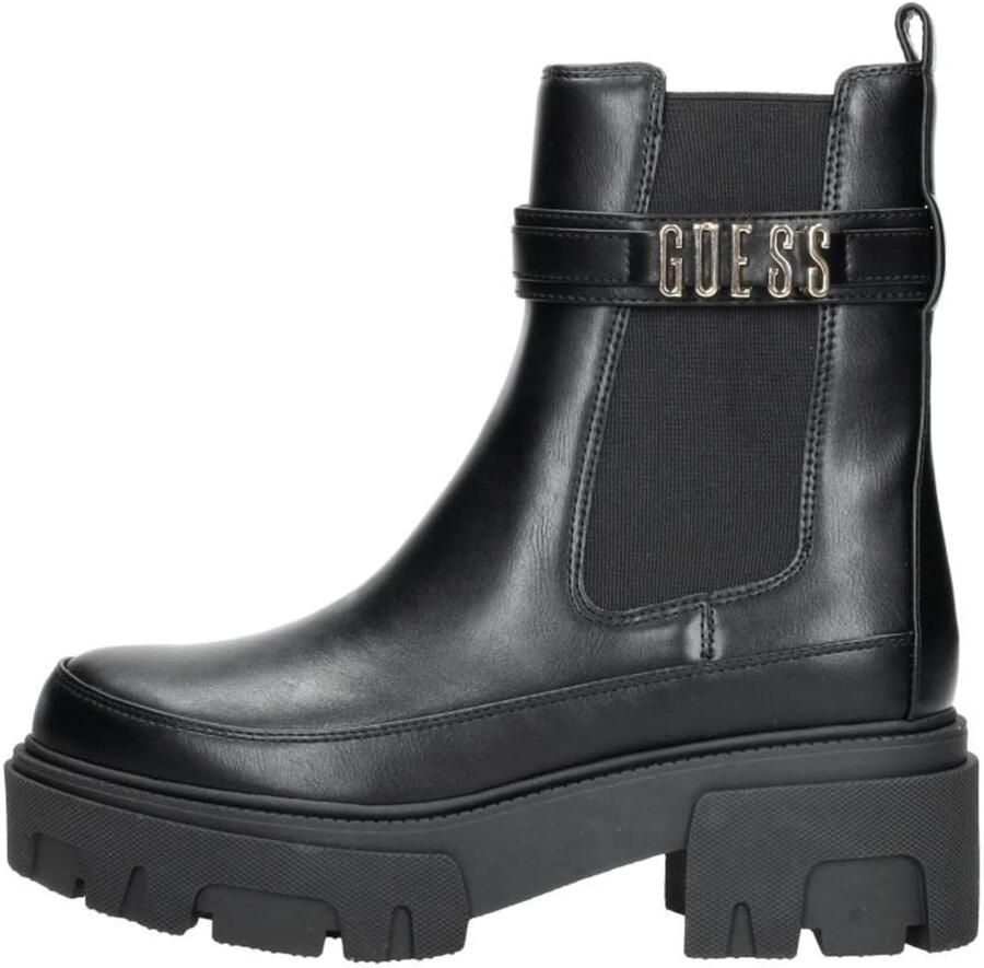 Guess PU Leren Laarzen Noir Tons Ronde Neus Sleehak Black Dames