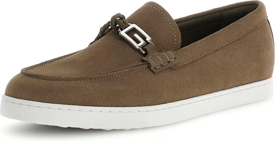 Guess Loafers van leer met bandje in vlechtlook model 'HEAWS'