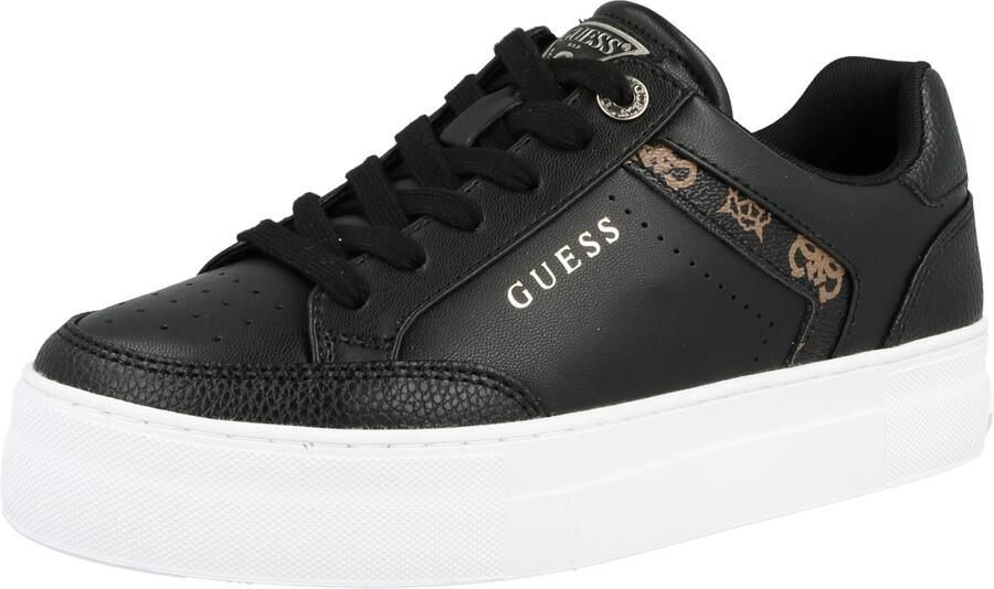 GUESS Sneakers laag 'GILAX' lichtbruin zwart zilver
