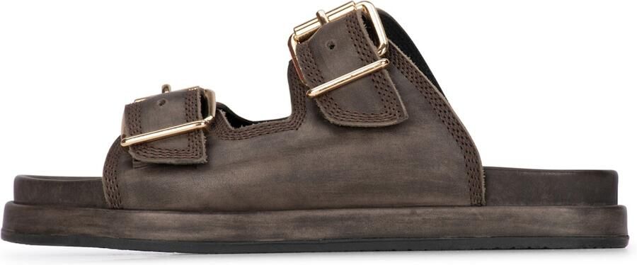 Haboob Bruin Leren Slippers Stijlvolle Details Brown Dames