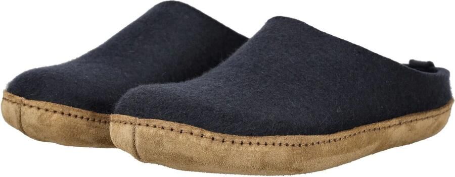 Haflinger Emil's Toffel -instap pantoffel Blauw Vilt Fashion Pantoffel leren loopvlak anatomisch voetbed