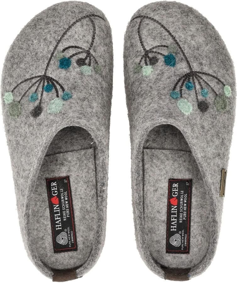 Haflinger Everest Foc Anthrazit Pantoffels Dichte Sloffen Grijs Vilt Dames Grijs - Foto 7