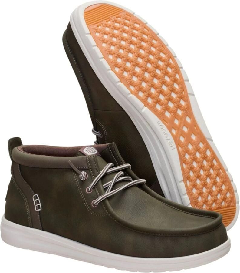 HEYDUDE Wally Mid GripR Classic Heren Instappers Imitatieleer Groen - Foto 3
