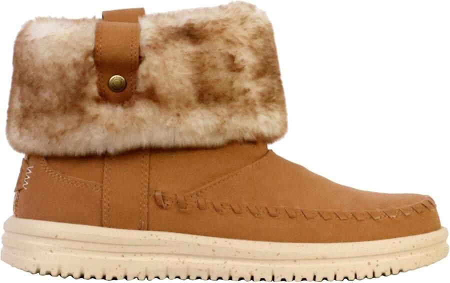 HEYDUDE Camden Cuff Classic Cozy Dames Boots Cognac
