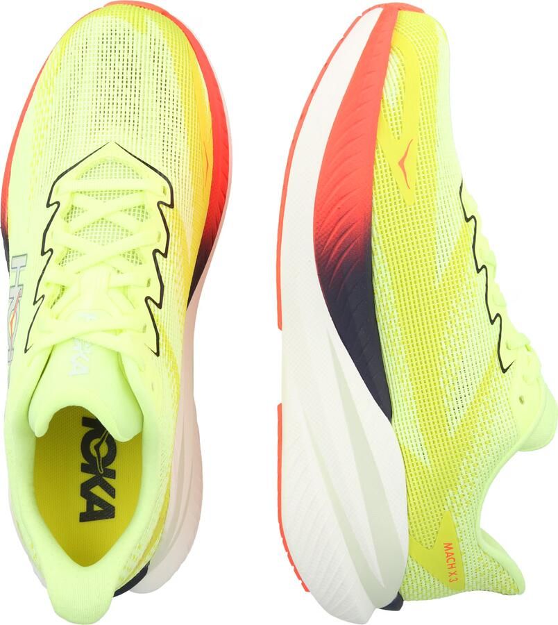 HOKA Loopschoen 'MACH X 3' neongeel zalm roze zwart wit - Foto 3