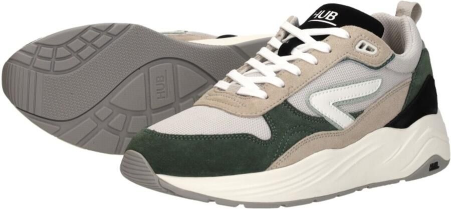 HUB Glide S43 chunky suède sneakers grijsgroen beige - Foto 14