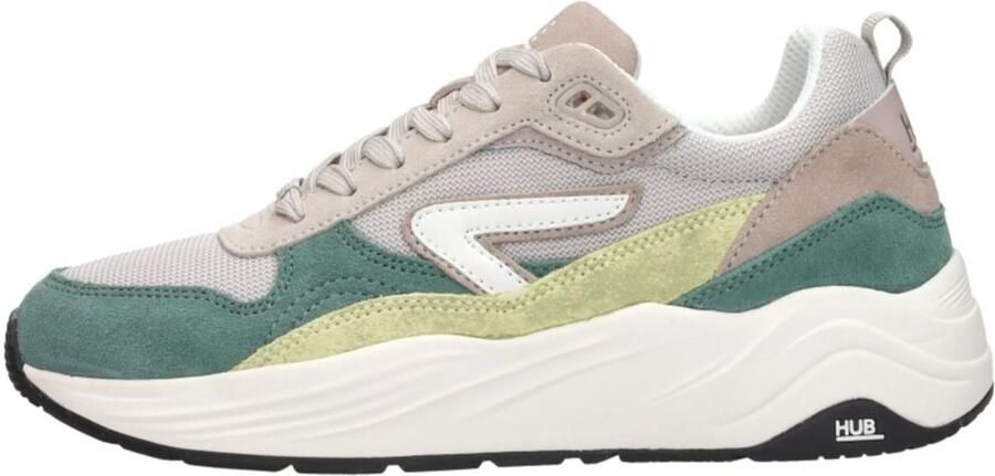 HUB Glide chunky suède sneakers beige groen - Foto 1