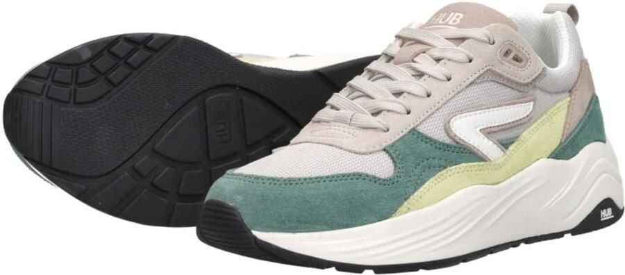 HUB Glide chunky suède sneakers beige groen - Foto 6