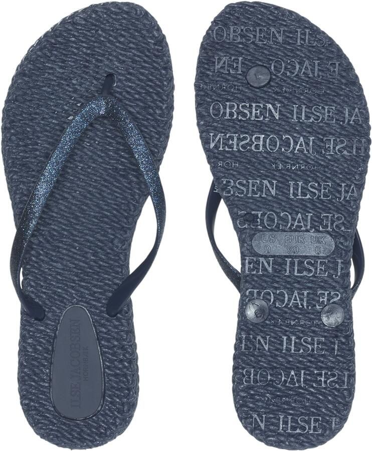 Ilse Jacobsen Hornbæk Glitter flip-flop in gewaad-geweven blik Blauw Dames - Foto 6