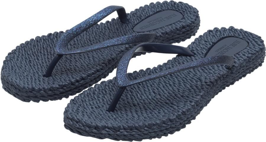 Ilse Jacobsen Hornbæk Glitter flip-flop in gewaad-geweven blik Blauw Dames - Foto 8
