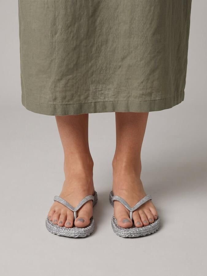 Ilse Jacobsen Hornbæk Glitter flip-flop in gewaad-geweven blik Grijs Dames - Foto 12