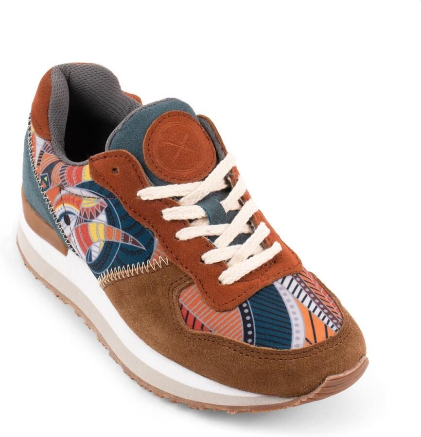 Inkkas Cyprus dames sneaker comfortabele suède sneaker met bergdesign aardetinten turquoise - Foto 3