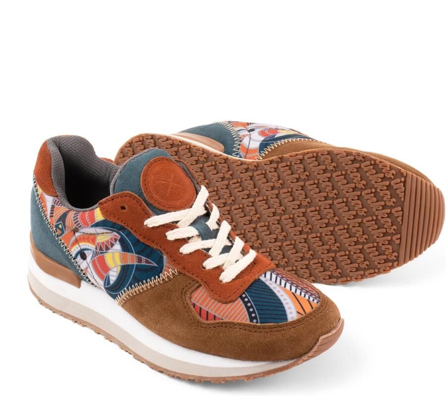 Inkkas Cyprus dames sneaker comfortabele suède sneaker met bergdesign aardetinten turquoise - Foto 5