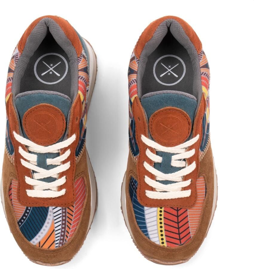 Inkkas Cyprus dames sneaker comfortabele suède sneaker met bergdesign aardetinten turquoise - Foto 4