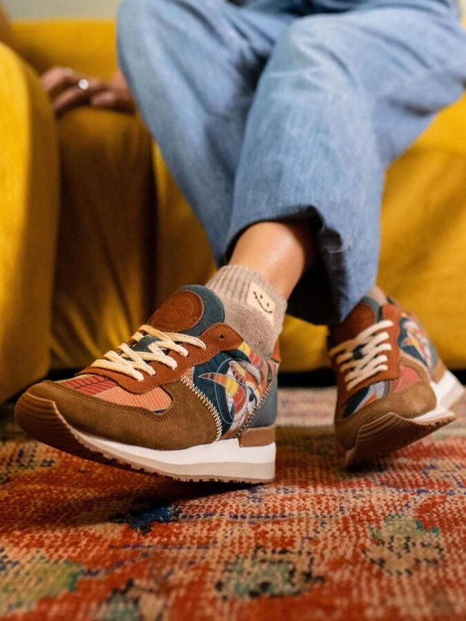 Inkkas Cyprus dames sneaker comfortabele suède sneaker met bergdesign aardetinten turquoise - Foto 6