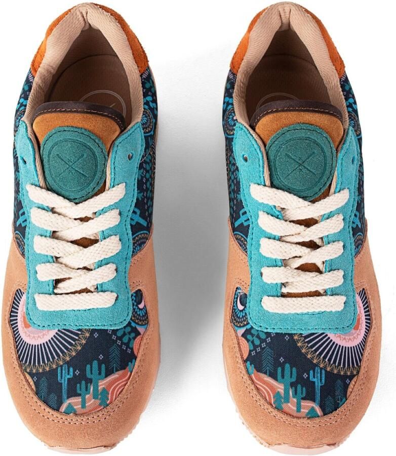 Inkkas Chanterelle Vegan dames tennis sneaker low top Vegan sneaker met paddenstoelenprint paars geel groen 100% Vegan - Foto 4