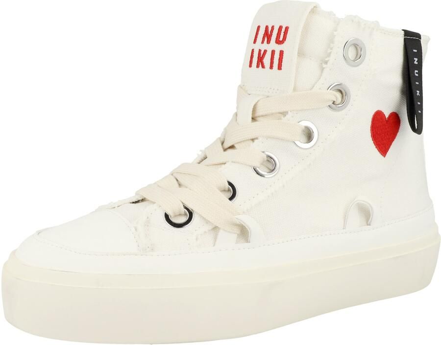 INUIKII Sneakers hoog 'Matilda' crème rood zwart