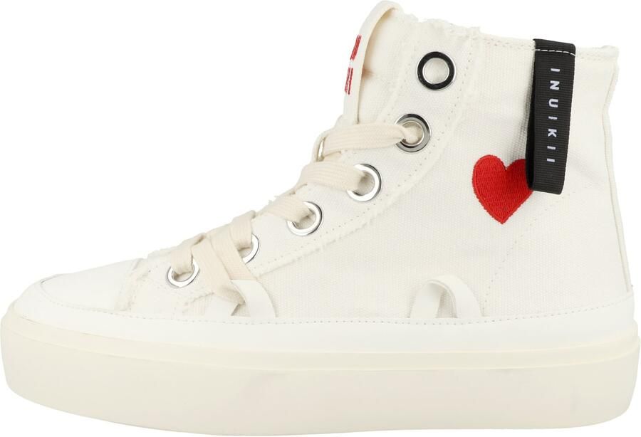 INUIKII Sneakers hoog 'Matilda' crème rood zwart - Foto 4