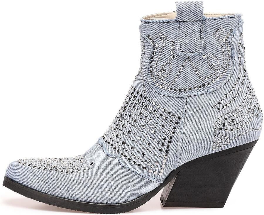 INUOVO Enkellaarsjes blauw denim zilver