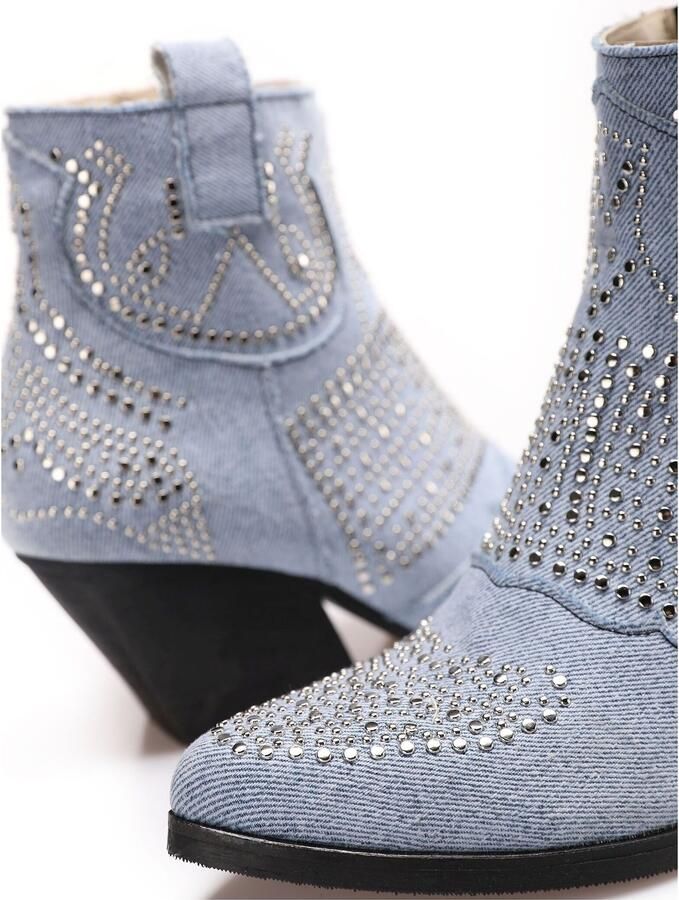 INUOVO Enkellaarsjes blauw denim zilver - Foto 4