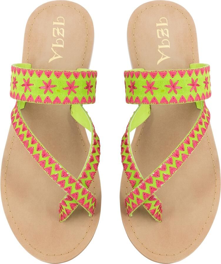 IZIA Teenslipper beige groen pink - Foto 2