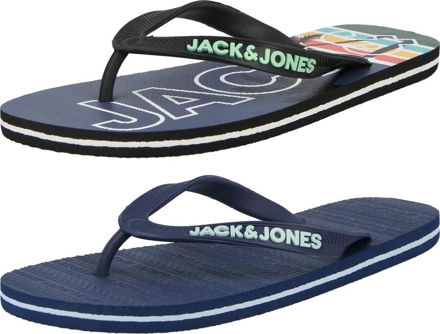 JACK & JONES Teenslippers navy turquoise zwart