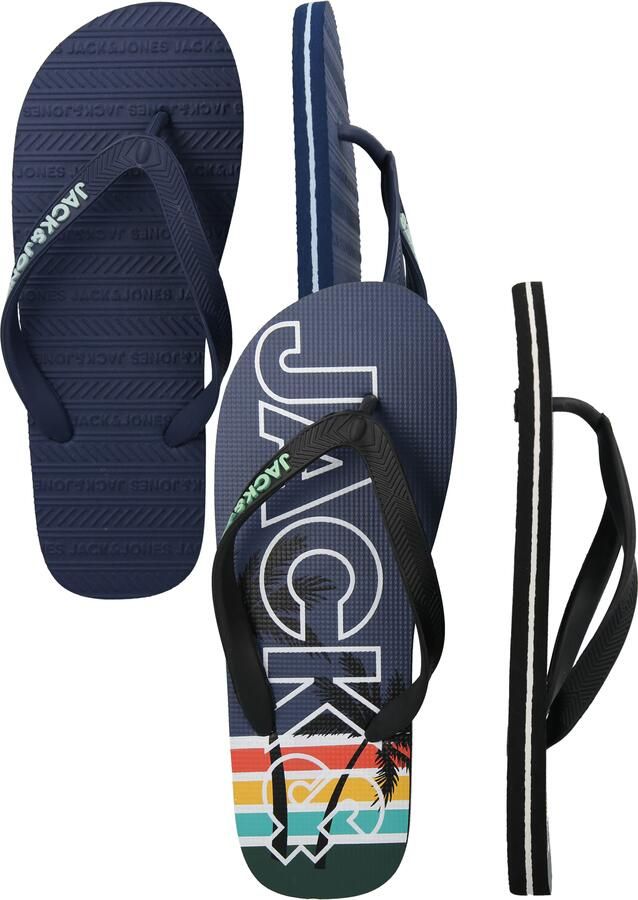 JACK & JONES Teenslippers navy turquoise zwart - Foto 3