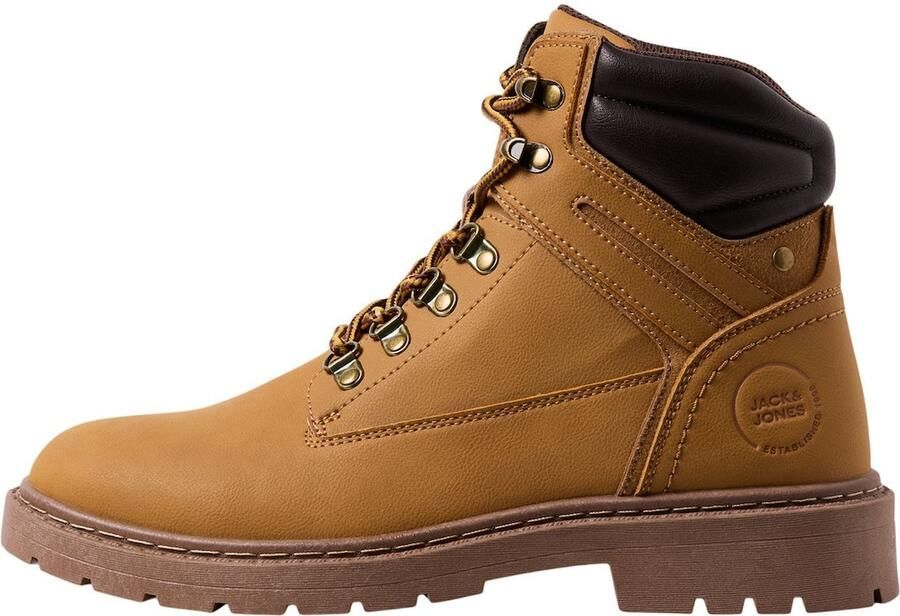 JACK & JONES Veterboots donkerbruin honing