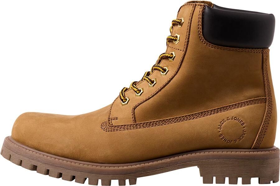 JACK & JONES Veterboots 'JFWMONTANA' mosterd zwart