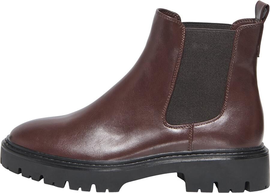 JDY Chelsea boots ' Emma' kastanjebruin zwart