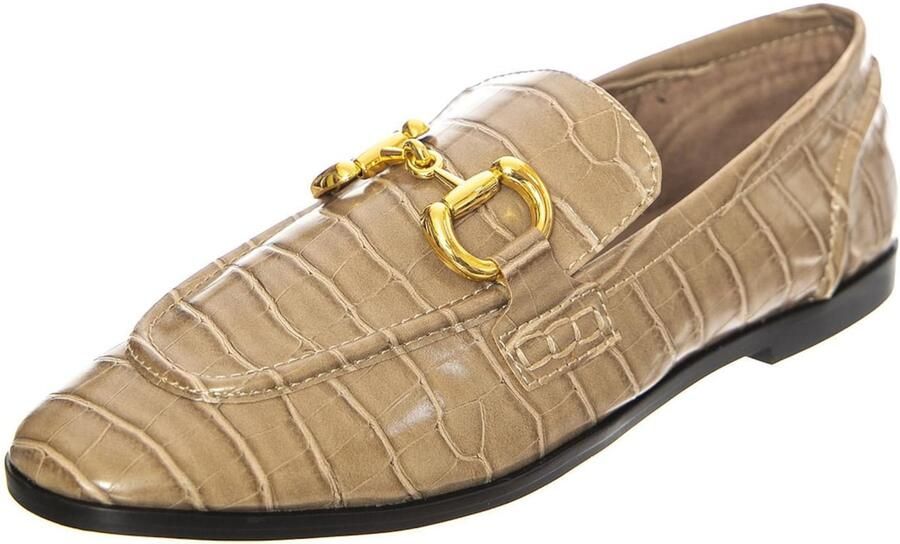 Jeffrey Campbell Mocassins 'W' Velviteen Dark Sand Croco' bruin
