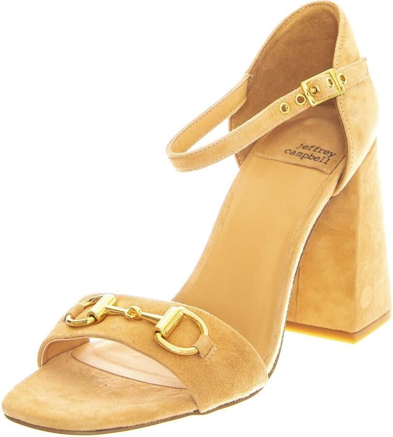 Jeffrey Campbell Sandaal 'Pop-Star-B Natural Gold Suede' beige