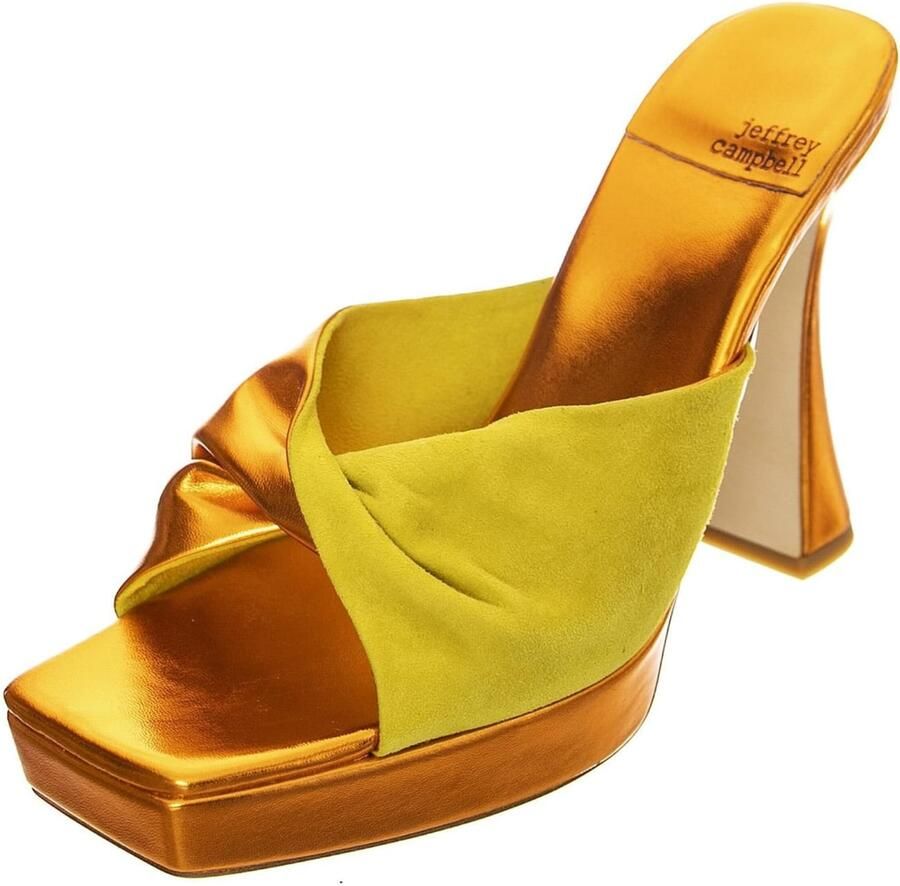 Jeffrey Campbell Sandaal 'W' Hollyweird Yellow Kid Suede and Pu Sandals' oranje