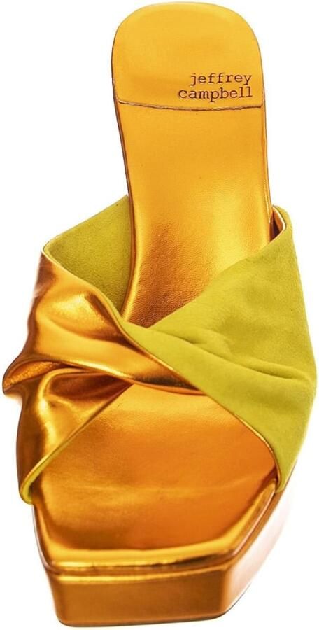 Jeffrey Campbell Sandaal 'W' Hollyweird Yellow Kid Suede and Pu Sandals' oranje - Foto 4