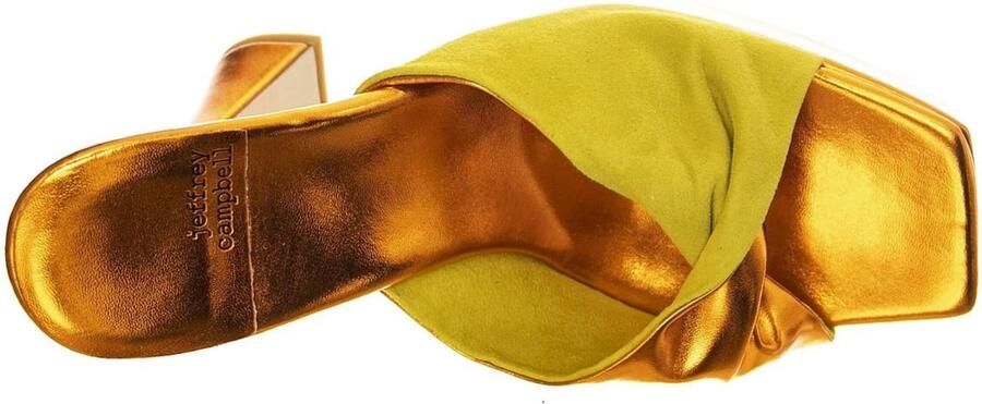 Jeffrey Campbell Sandaal 'W' Hollyweird Yellow Kid Suede and Pu Sandals' oranje - Foto 6