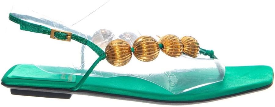 Jeffrey Campbell Sandaal 'YUCATAN GREEN SATIN GOLD' groen