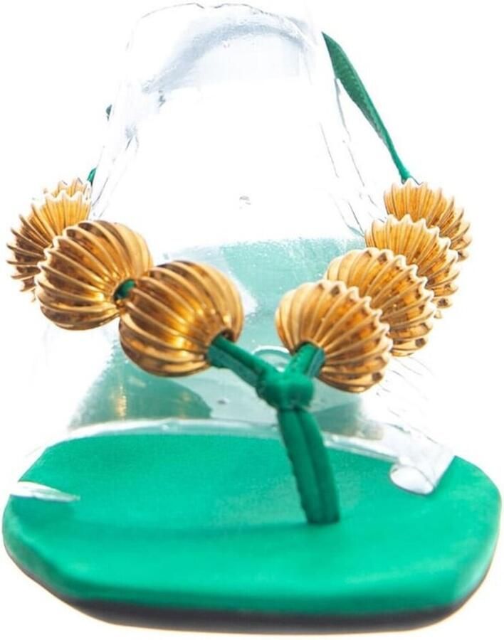 Jeffrey Campbell Sandaal 'YUCATAN GREEN SATIN GOLD' groen - Foto 2