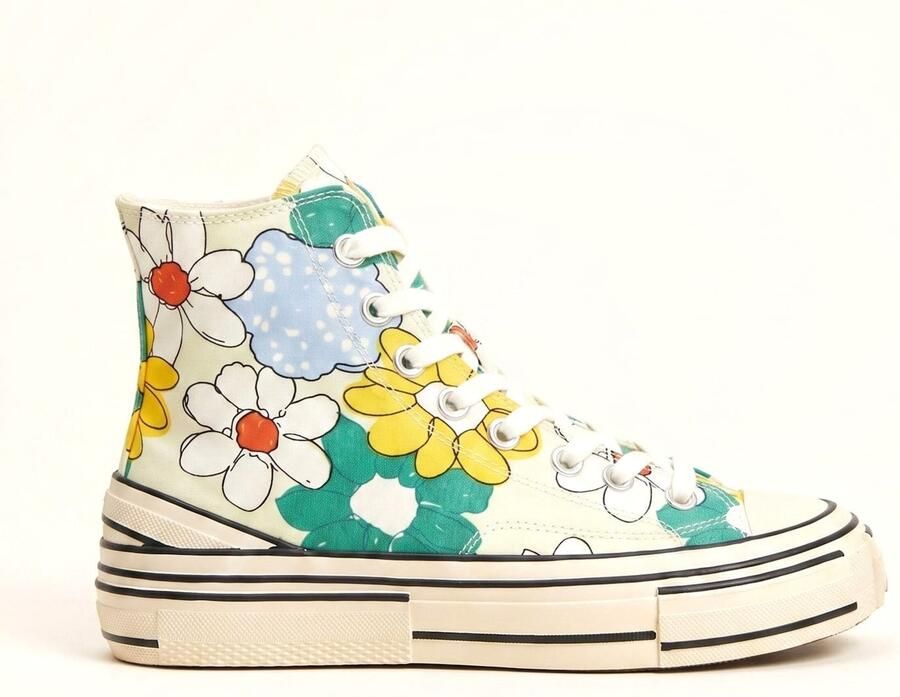 Jeffrey Campbell Sneakers hoog 'JC Play Endorphin-H Canvas Green Yellow Multi Floral Shoes' gemengde kleuren - Foto 2