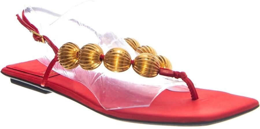 Jeffrey Campbell Teenslipper 'YUCATAN RED SATIN GOLD' gemengde kleuren - Foto 4
