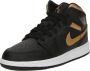Jordan Air 1 Mid Junior Black White Metallic Gold Black White Metallic Gold - Thumbnail 3