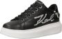 Karl Lagerfeld Kapri Whipstitch Dames Sneakers Schoenen Sneaker Leer Zwart KL62572 - Thumbnail 4