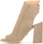 Kazar Suede peep toe booties met een open teen en hiel Beige Dames - Thumbnail 2