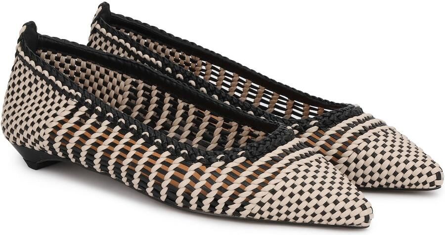 Kazar Elegant interlaced leather pumps in black and beige - Foto 5